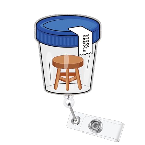 Stool Sample Funny Badge Reel, Cute GI Team Retractable ID Card Badge Holder, Name Tag Work Badge Clip for Lab Techs MLT RN LPN CNA MA ER Colorectal Surgery Nursing Student Doctor, Nurse Gifts