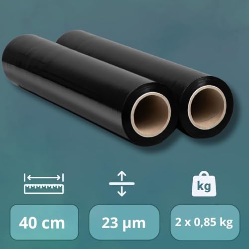 RAGO® Film etirable demenagement noir 2 pièces 130 m I 7,5 × 7,5 × 40 cm Film etirable Film palette Film noir emballage I Rouleau emballage colis I Plastique Protection pour Colis et Meubles 130 m – vue 5