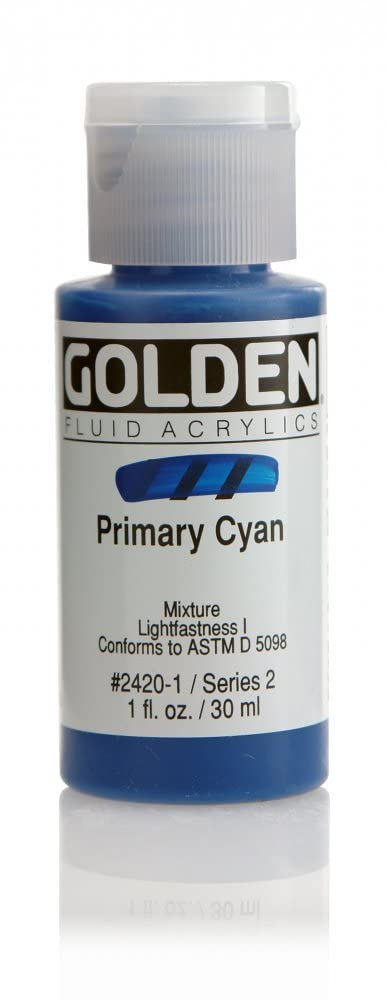 Golden Fluid Acrylic Paint 1 Ounce-Primary Cyan