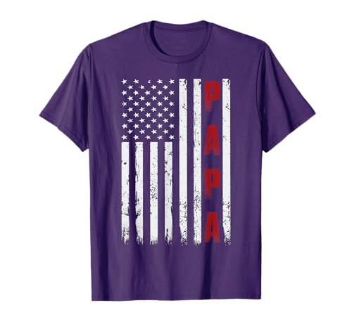 Proud Papa Flag Funny Fathers Day 2026 from Grandchildren T-Shirt