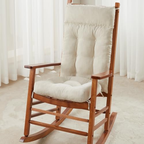 Image of WEOAVRY Rocking Chair Cushions Outdoor & Indoor, Patio Glide Porch Outdoor Rocking Chair Cushions Set of 2 with Ties, Seat & Back Cushion for Rocker