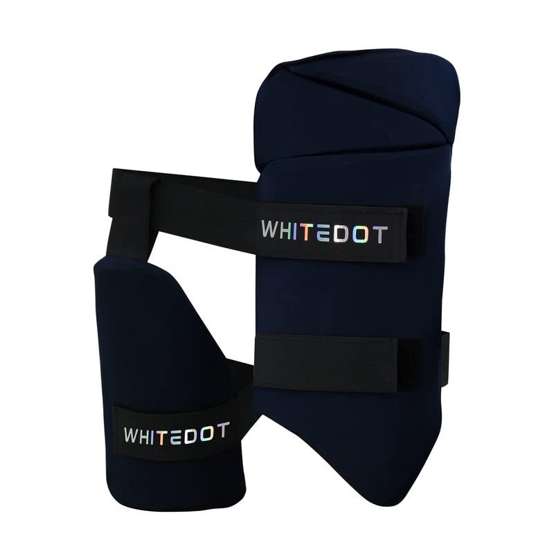 Image of WHITEDOT Sports Polyester Whitedot Dot 2.1 Combo Thigh Guard||Suitable for Cricket Mens Right Hand||Black||