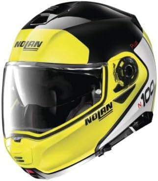 Nolan N100-5 Plus Distinctive N-COM - Casco modular para motocicleta, color negro y amarillo, talla XXL