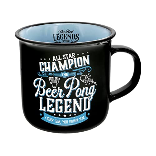 Pavilion Gift Company - Beer Pong Legend - Taza de cerámica de 13 onzas, taza de café de doble cara, regalo de cerveza, cesta de regalo de cerveza, cerveza novedosa, 1 unidad