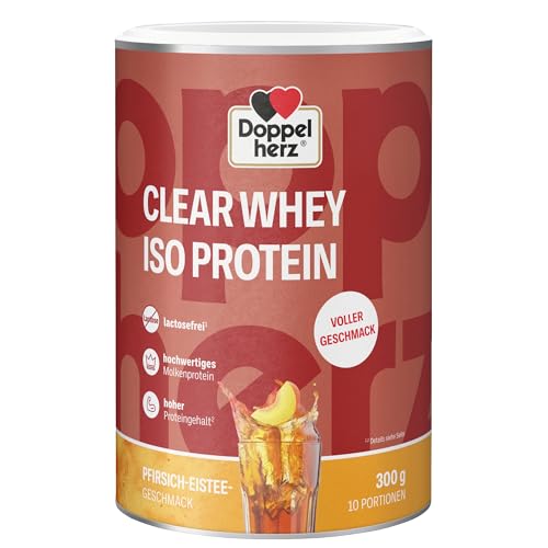 Doppelherz CLEAR WHEY ISO PROTEIN – Erfrischendes Molkenproteinisolat mit Pfirsich-Eistee Geschmack 300g