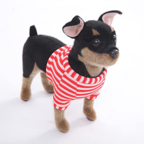 CU-MATE 10 '' Dobermann Pinscher Dog Kuscheltiere - Schwarz und Hellbraun Realistisches Plüschtier Hündchen Stehendes Geschenk für Jungen Mädchen