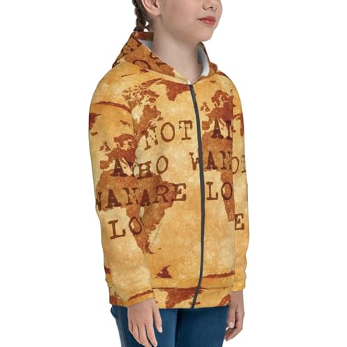 Not All Those Who Wander Are Lost Kids Pullover Hoodies Boys Zip Up Sweatshirts Girls Athletic Clothes with Pocket4