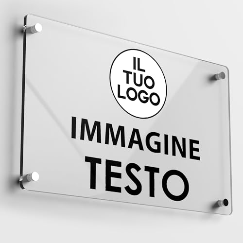 Mr Pubblicità - Targa Personalizzata Plexiglass Personalizzata, Stampata con Logo Testo o Immagine, Insegna, Cartello, Targhetta (30x20 cm)