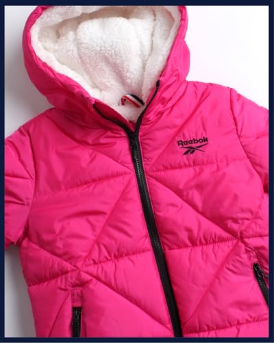 Image of Reebok Girls Heavyweight Quilted Cropped Puffer Parka with Sherpa Lining
