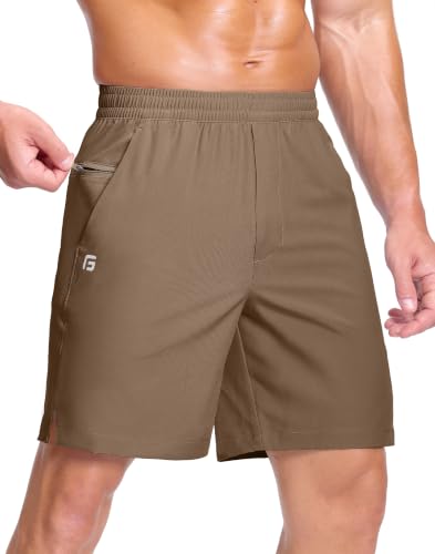 Image of GGJ Men's Lightweight Athletic Shorts with 2 Zipper Pockets 7 inch /9 inch /5 inch Gym Workout Running Quick Dry Tennis Shorts for Men