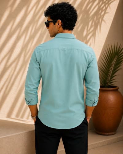 Image of Zilcon Men's Solid Coffee Brown Casual Cotton Blend Shirt