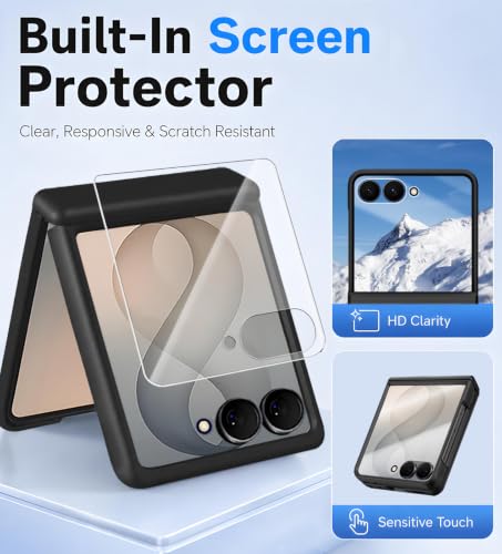 Image of STORMTAL Magnetic for Samsung Galaxy Z Flip 8 case, Hinge Protection, Built-in Screen Protector, Shockproof, Compatible with Magsafe, Rugged Phone Case for Z Flip 8 Black