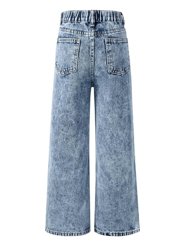 Kids Girls Jeans Baggy Wide Leg Ripped Denim Pants Letter Print Elastic Waist Y2K Denim Trousers with Pockets2