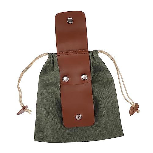 Bolsa de cuero artesanal para recolección de frutas y forrajeo de lona resistente color café