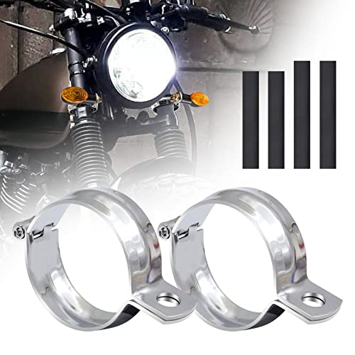 Lot de 2 supports de montage pour spots de moto - 52 à 61 mm - Support d'extension pour amortisseur de chocs - Pour feux de brouillard, clignotants - Argenté - Taille L Cover