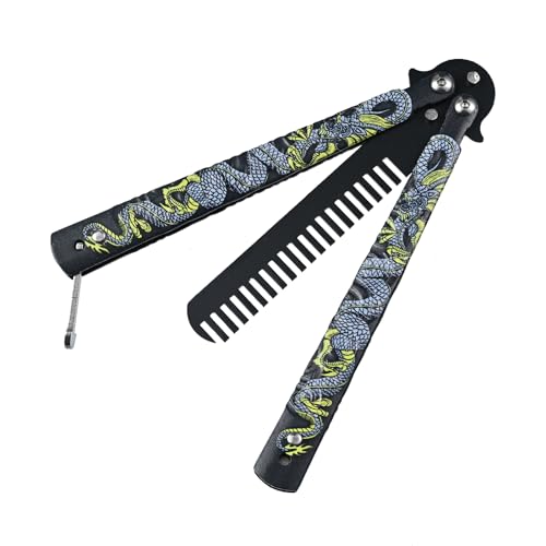 Peigne de poche pliable en acier inoxydable cadeau homme dragon