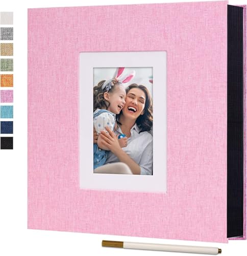Raoendis アルバム 貼るタイプ 黒台紙 20枚40ページ L判サイズ200枚収納 DIY L/KG/2L/A4写真収納 手作り フォトアルバム フリー台紙 フォトブック リネン 赤ちゃん 結婚祝い 出産祝い 子供 ベビー 記念日 結婚式 簡単 収納 可愛い