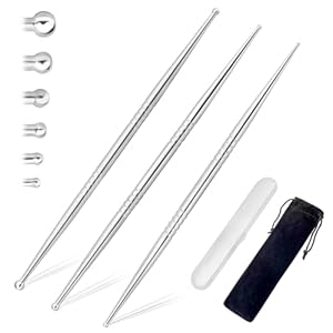 ideayard Facial Reflexology Massage Tool 3 Pieces/6 Szie Headed Stainless Steel Acupuncture Pen Ear Acupressure and Body Point Probe Pen for Deep Tissue