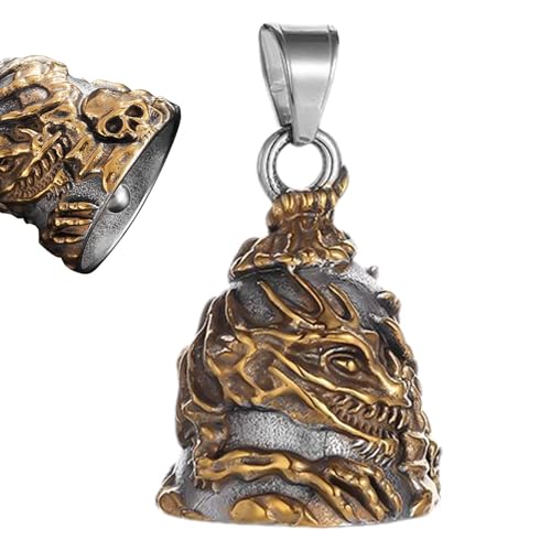 Campanella per motociclisti con teschio e campana, portafortuna, per motociclisti, con teschio per moto, campana, campana, da motociclista portatile, decorazione sospesa fantasia per zaini, ciclismo