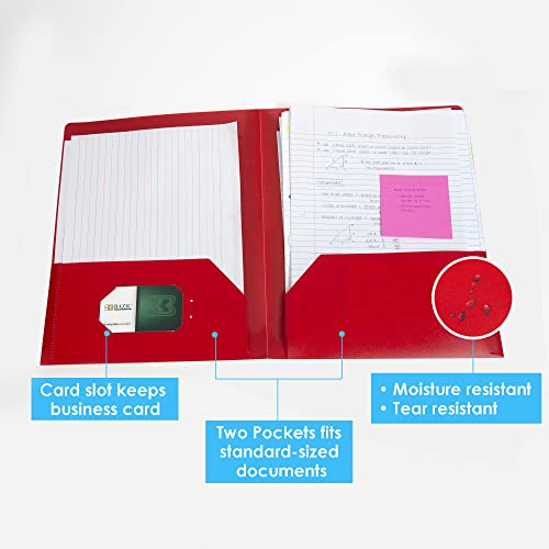 Bazic 2 Pockets Poly Folder Portfolio, Letter Size Plastic Folders Holder For Office Documents Paper Organizer, Assorted Color, 48-Pack #TOP1