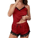 BEIJIXING Weihnachts Pyjama Family Set Dessous Damen Sexy Unterwäsche Morgenmantel Lang Spitze Kimono Einfarbiger Bademantel Bademantel (Rot,L)