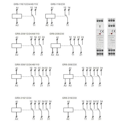 Relé auxiliar GR8 interruptor de relé electrónico 8A 16A intermedio AC230V AC110V 3