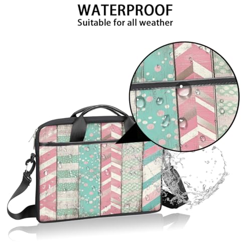 Funda para laptop de 15 pulgadas con diseño geométrico y patrón de tablero de madera, maletín delgado para hombres y mujeres, con correa ajustable para hombro, ideal para oficina, trabajo y viajes miniatura 3