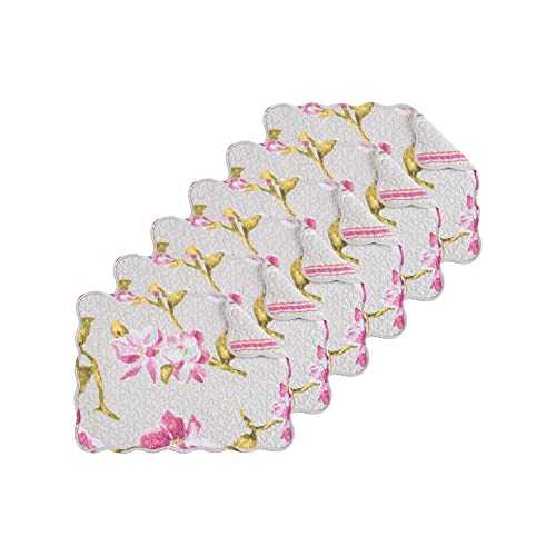Image of Nylah Floral Vintage 100% Cotton Quilted Set of 6 Placemats 13 inch x 19 inch