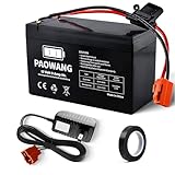 12v Battery for Ride On Toys, Rechargeable for 12v Power Wheels Battery,Replacement Kids Car Batteries 9Ah Lead Acid with Red 2 Pins Connector & 12v Universal Charger & Electrical Tape (Red 2 Pins)
