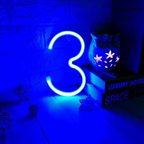 Light Up Led Neon Letters Sign Wall Decorative Neon Lights Warm White Pink Blue Alphabet Marquee Letter A To Z & 0 To 9 (Blue) (3) #TOP2