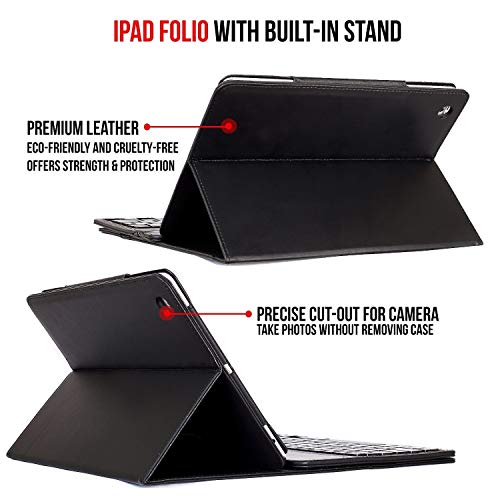 Alpatronix KX100 Leather Folio Case with Removable Magnetic Bluetooth Wireless QWERTY Keyboard with Stand & Auto Wake/Sleep Function Compatible for iPad 2 & 3 & 4(Black) - Thumbnail 6
