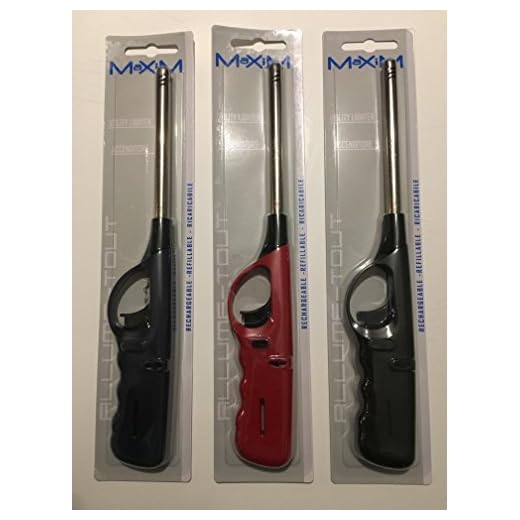 Lot de deux Allume gaz Briquet avec embout métal rigide rechargeable hyper pratique : cuisinière, barbecue, bougies,...