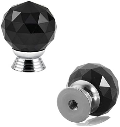 Round Cabinet Knobs Crystal Handle,Cabinet knobs, 40MM 2PCS Clear Ball Crystal Glass Diamond Shape Cabinet Knob Drawer Pull Handle Kitchen DIY Home Decorative (Color : Red)(Black)