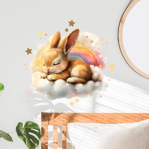 Vinilo Decorativo Conejo Durmiendo de Vinilo Amarillo miniatura 2