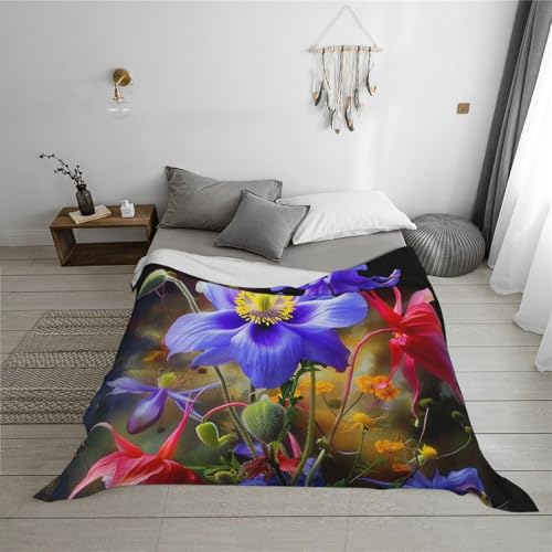 Couverture en flanelle douce jeté de canapé imprimé fleurs - 6