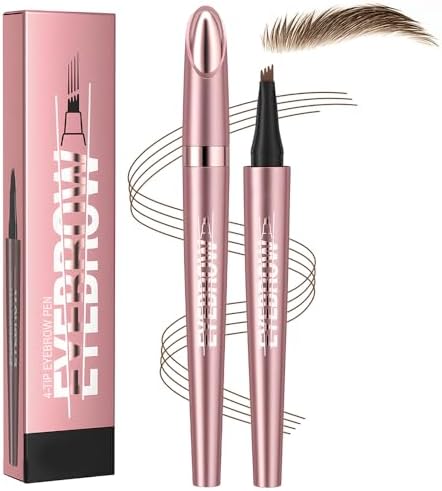 Microblading Eyebrow Pen, 2026 New 4-Tip 3D Waterproof Eyebrow Pencil, Premium Eye Brow Pen Natural Magic Eyebrow Makeup Fine Stroke Contouring Pencil Long-Lasting Stay on All Day (Light Brown)