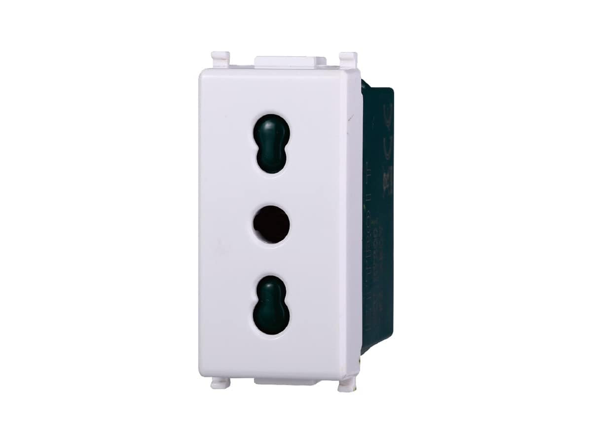 Presa bipasso compatibile plana 2P+T 10/16A 250V colore bianco EV2001 kit 4pz
