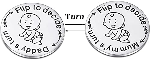New Parent Decision Coin, Engraved Stainless Steel Interesting Flip Coin for Decision MakingGifts for Mum DadNewborn Baby GiftsFlip Coin Decision,Anniversary,Stainless Steel (Silver)