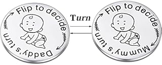 New Parent Decision Coin, Engraved Stainless Steel Interesting Flip Coin for Decision MakingGifts for Mum DadNewborn Baby GiftsFlip Coin Decision,Anniversary,Stainless Steel (Silver)