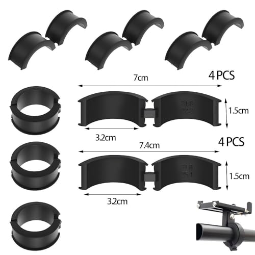 TFSYLISA 8 Stück Fahrradlenker-Silikondichtung, Gummidichtung Für Fahrradlenker 31,8 bis 25,4/22,2, Lenker Dichtung Adapter für Rennrad, Mountainbike