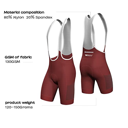 Lo.gas Logas Cycling Bib Shorts Men Cycling Shorts with Shoulder Straps Bike Biking with Pockets 4D Padding Breathable Quick-Dry Red