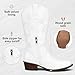 Jeossy Women's White Cowboy Mid Calf Boots, Cute Boot with Embroidery Flower, Low Heel Western Cowgirl 9807 Boot, Comfy Riding Round Toe Boots with Side Zipper, Size 11 US(DJY9807 White 11)