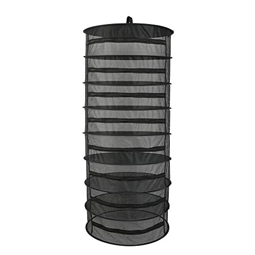 Trocknungsnetz, 6/8 Schichten, für Pflanzen, zum Trocknen von Kräutern, zum Aufhängen, faltbar, Netzgewebe mit Reißverschluss Black 6-Layer