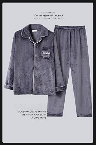 CYGE Men's Soft Flannel Pajama Set 2-Piece Long Sleeve Plus Size Sleepwear Pjs Sets L-5XL,Suitable for 125Kg2