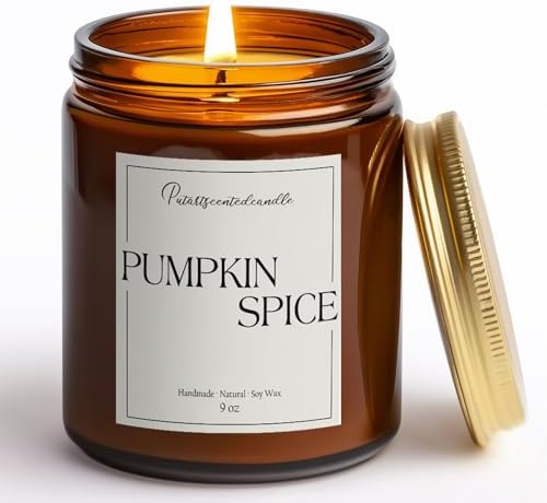 Pumpkin Spice Scented Candles for Home, Natural Soy Wax Aromather...