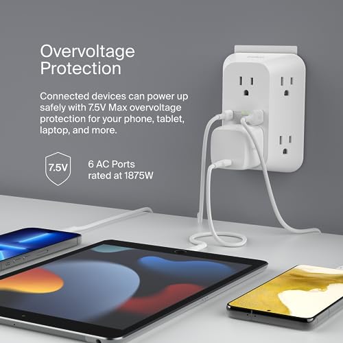 image for Belkin 6-Outlet Surge Protector Power Strip, ETL-listed, Wall-Mountabl