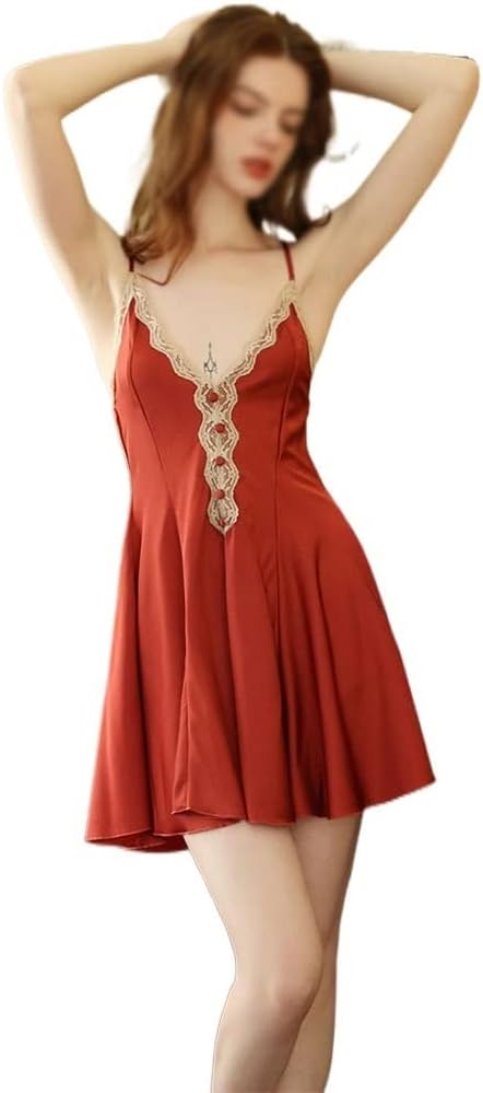 Pajama dress women sexy ice French lace suspenders pajamas