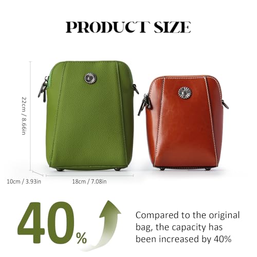 Image of Genuine Leather Small Crossbody Bags for Women | Lightweight Shoulder Purse, Designer Handbag with Adjustable Strap, Casual Travel Everyday Bag