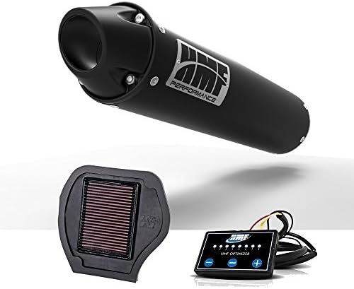 HMF Yamaha Grizzly 700 2014 2015 Black/Blk Euro Slip On Exhaust Muffler + EFI + KN