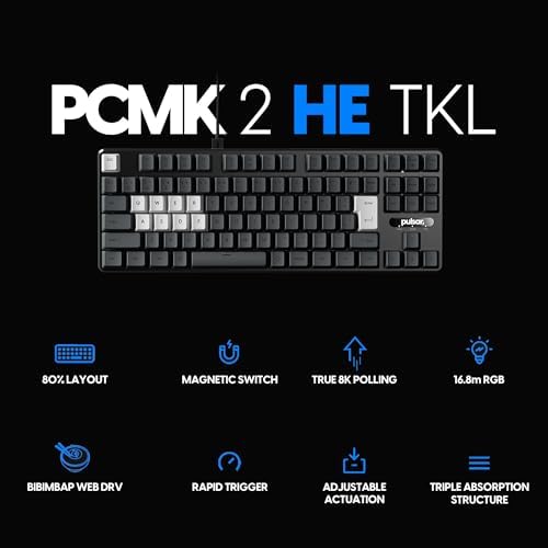 Pulsar Gaming Gears PCMK 2HE TKL Gaming Keyboard, JIS Japanese Layout, 91 Keys, Magnetic Switch, 8K Polling Rate - 1